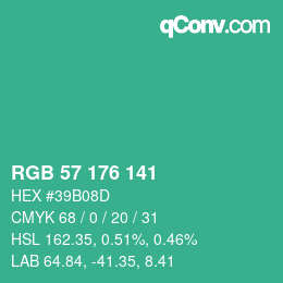 Color code: RGB 57 176 141 | qconv.com
