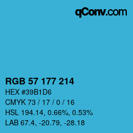 カラーコード: RGB 57 177 214 | qconv.com