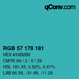 Color code: RGB 57 178 181 | qconv.com