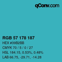 Color code: RGB 57 178 187 | qconv.com