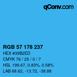 カラーコード: RGB 57 178 237 | qconv.com
