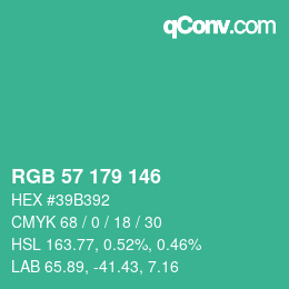 カラーコード: RGB 57 179 146 | qconv.com