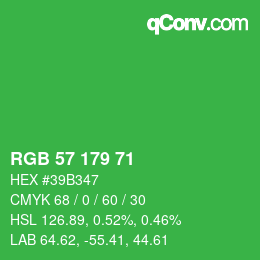 Color code: RGB 57 179 71 | qconv.com