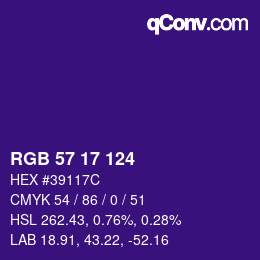 カラーコード: RGB 57 17 124 | qconv.com