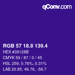 カラーコード: RGB 57 18.8 139.4 | qconv.com