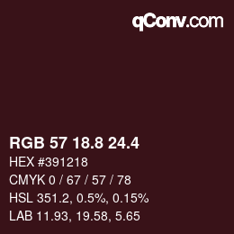 カラーコード: RGB 57 18.8 24.4 | qconv.com