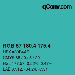 カラーコード: RGB 57 180.4 175.4 | qconv.com
