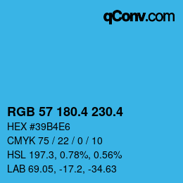 カラーコード: RGB 57 180.4 230.4 | qconv.com