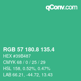 カラーコード: RGB 57 180.8 135.4 | qconv.com