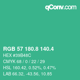 カラーコード: RGB 57 180.8 140.4 | qconv.com