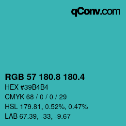カラーコード: RGB 57 180.8 180.4 | qconv.com
