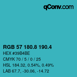 カラーコード: RGB 57 180.8 190.4 | qconv.com