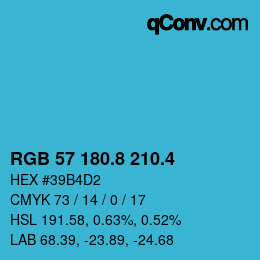カラーコード: RGB 57 180.8 210.4 | qconv.com