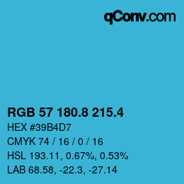 カラーコード: RGB 57 180.8 215.4 | qconv.com