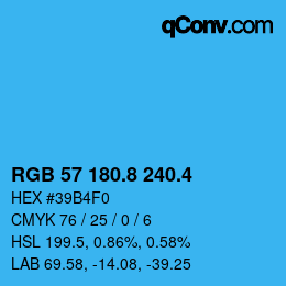 カラーコード: RGB 57 180.8 240.4 | qconv.com