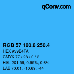 カラーコード: RGB 57 180.8 250.4 | qconv.com