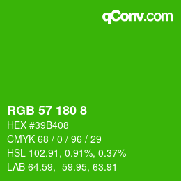 カラーコード: RGB 57 180 8 | qconv.com