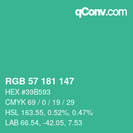 颜色代码: RGB 57 181 147 | qconv.com