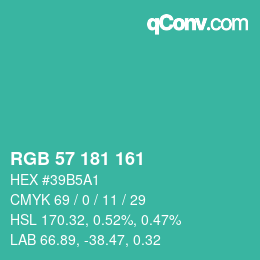 Color code: RGB 57 181 161 | qconv.com