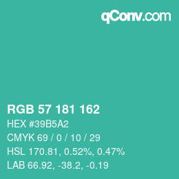 Color code: RGB 57 181 162 | qconv.com