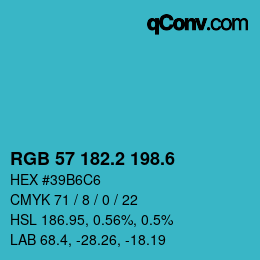 カラーコード: RGB 57 182.2 198.6 | qconv.com