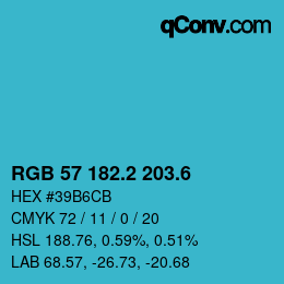 カラーコード: RGB 57 182.2 203.6 | qconv.com