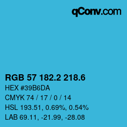 カラーコード: RGB 57 182.2 218.6 | qconv.com