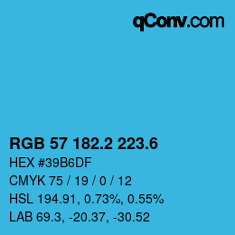 カラーコード: RGB 57 182.2 223.6 | qconv.com