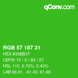 Color code: RGB 57 187 31 | qconv.com