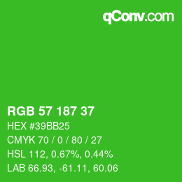 カラーコード: RGB 57 187 37 | qconv.com