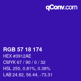 颜色代码: RGB 57 18 174 | qconv.com