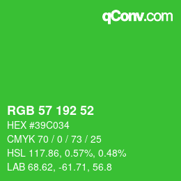 Color code: RGB 57 192 52 | qconv.com