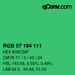 カラーコード: RGB 57 194 111 | qconv.com