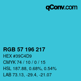 カラーコード: RGB 57 196 217 | qconv.com