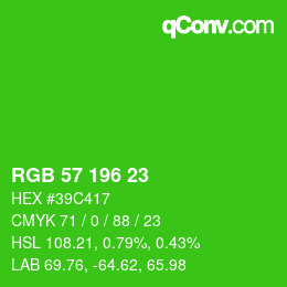 Color code: RGB 57 196 23 | qconv.com