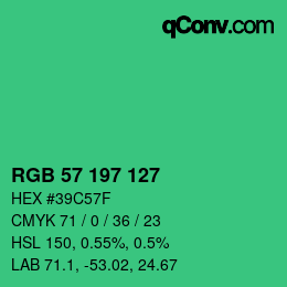 Color code: RGB 57 197 127 | qconv.com