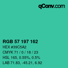 カラーコード: RGB 57 197 162 | qconv.com