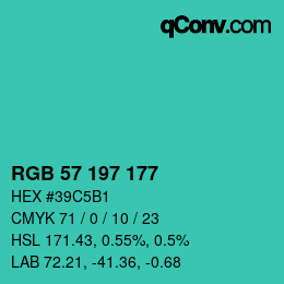 Color code: RGB 57 197 177 | qconv.com