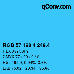 カラーコード: RGB 57 198.4 249.4 | qconv.com