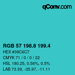 カラーコード: RGB 57 198.8 199.4 | qconv.com