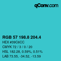 カラーコード: RGB 57 198.8 204.4 | qconv.com