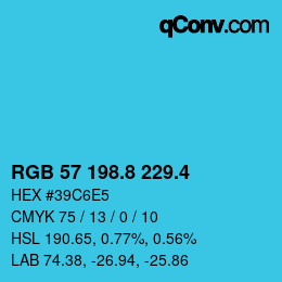 カラーコード: RGB 57 198.8 229.4 | qconv.com