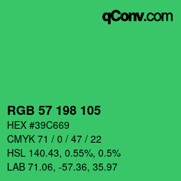 カラーコード: RGB 57 198 105 | qconv.com