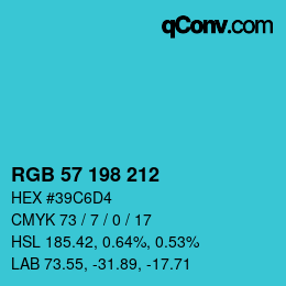 Color code: RGB 57 198 212 | qconv.com