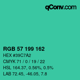 Color code: RGB 57 199 162 | qconv.com