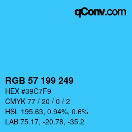 Color code: RGB 57 199 249 | qconv.com