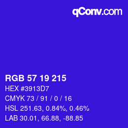 Color code: RGB 57 19 215 | qconv.com