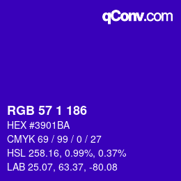 Color code: RGB 57 1 186 | qconv.com