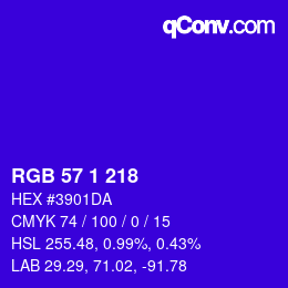 Color code: RGB 57 1 218 | qconv.com