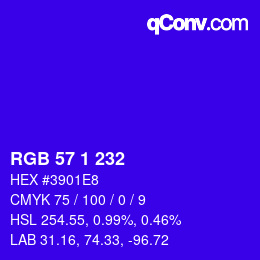 Color code: RGB 57 1 232 | qconv.com
